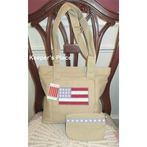 Khol's Sonoma Canvas Bag And Zippered Case Tan Wit